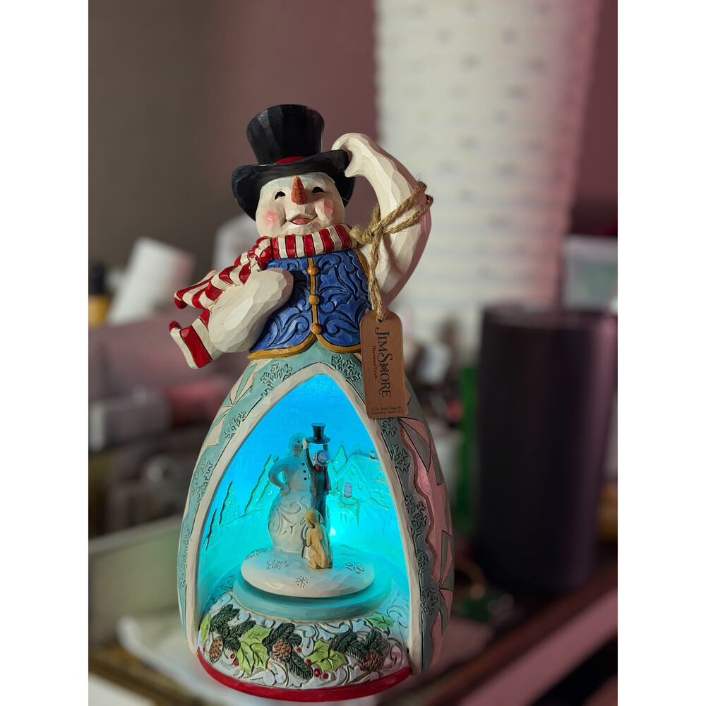 Rare Vintage Jim Shore Heartwood Creek "Alive with Joy" light up Snowman